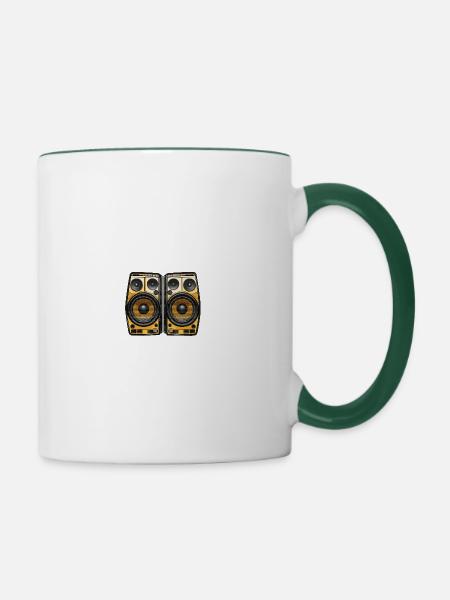 Bass Musik Boxen - Tasse zweifarbig - Weiß/Dunkelgrün