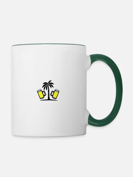 Bier Palmen Urlaub - Tasse zweifarbig - Weiß/Dunkelgrün