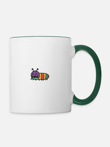 Wurm Halloween Tier - Tasse zweifarbig - Weiß/Dunkelgrün