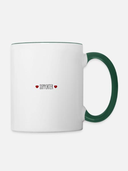 Supporter Herz - Tasse zweifarbig - Weiß/Dunkelgrün