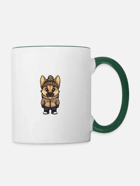 Schäferhund Hund Stylisch - Tasse zweifarbig - Weiß/Dunkelgrün