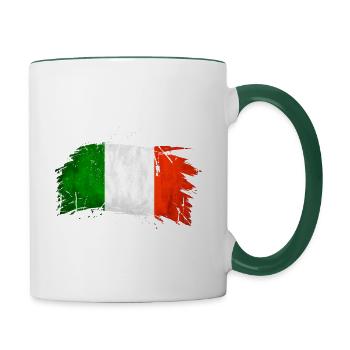 Italy flag great gift for all IT fans - Contrasting Mug - white/dark green - Right