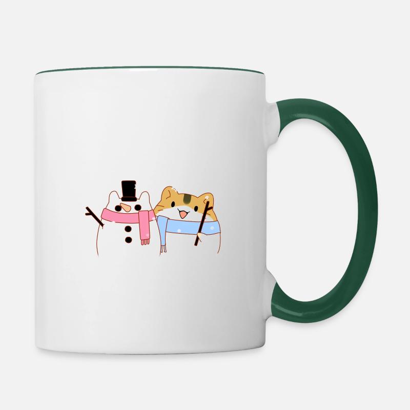Hami with snowman - Contrasting Mug - white/dark green
