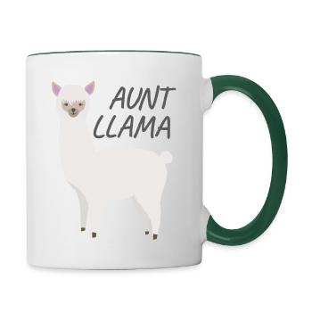 Correspondance famille Lama Cadeau Tante Lama pour tante pour tante - Mug contrasté - blanc/vert foncé - Droite