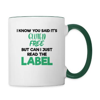 Celiac Disease Gluten Free Read The Label Gluten - Contrasting Mug - white/dark green - Right
