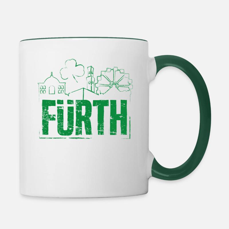 Fürth Skyline Rathaus Riesenrad Stadttheater Pyram - Contrasting Mug - white/dark green