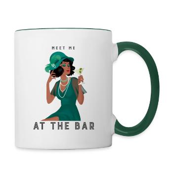 Art Deco - meet me at the bar - Contrasting Mug - white/dark green - Right