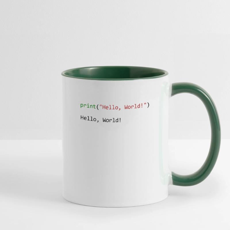 Hello World lustiges Geschenk Python Programmierer Tasse zweifarbig