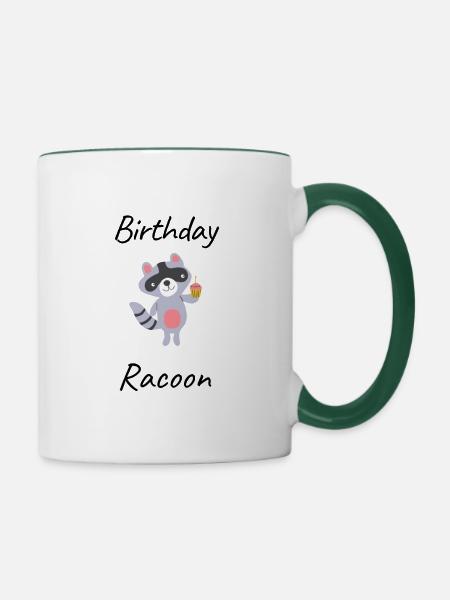 Birthday racoon - Tasse zweifarbig - Weiß/Dunkelgrün