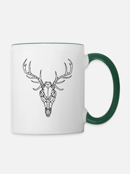 Angry Deer Schädel - Tasse zweifarbig - Weiß/Dunkelgrün