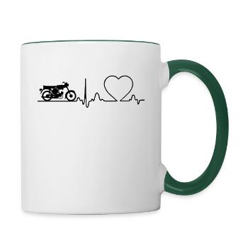 Conception de cyclomoteur à deux temps Simson S51 - Mug contrasté - blanc/vert foncé - Droite