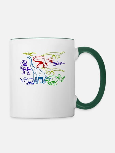 Dino-Modelle - Tasse zweifarbig - Weiß/Dunkelgrün