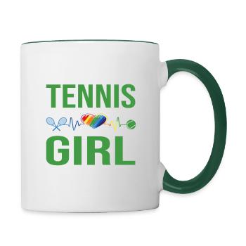 Tennis Girl - Contrasting Mug - white/dark green - Right