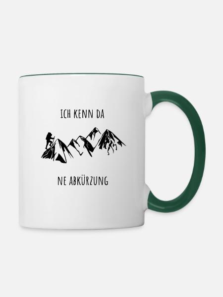 Wandern Abkürzung - Tasse zweifarbig - Weiß/Dunkelgrün