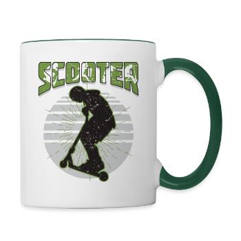 Scooter Cascadeur de scooters - Mug contrasté - blanc/vert foncé - Droite
