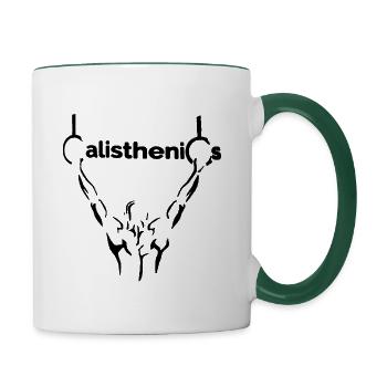 calisthenics body weight dips klimmzug calisthenic - Tasse zweifarbig - Weiß/Dunkelgrün - Rechts