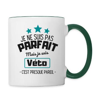 Je ne suis pas parfait mais je suis véto - Mug contrasté - blanc/vert foncé - Droite