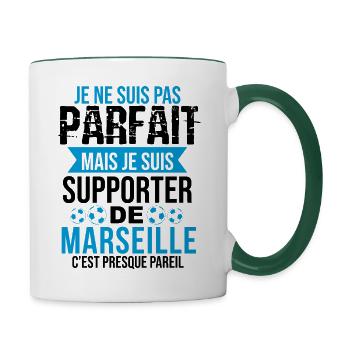 Cadeau Supporter Marseille Foot Marseillais Humour - Mug contrasté - blanc/vert foncé - Droite