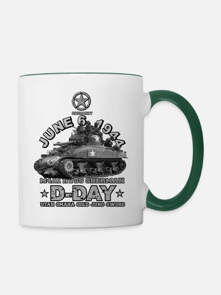 D-DAY HVSS SHERMAN US-ARMEE - Tasse zweifarbig - Weiß/Dunkelgrün