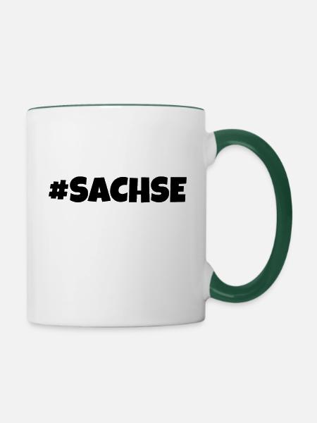 Sachsen meine Heimat - Tasse zweifarbig - Weiß/Dunkelgrün