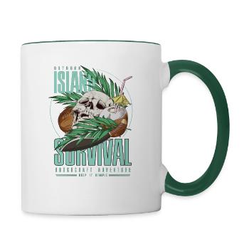 Bushcraft island Survival Dschungel Skull Geschenk - Tasse zweifarbig - Weiß/Dunkelgrün - Rechts