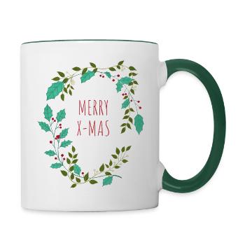 Merry Christmas - Contrasting Mug - white/dark green - Right