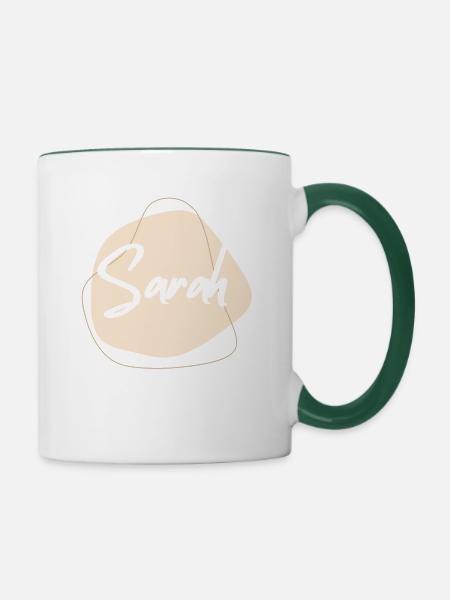 SARAH Namensprint - Tasse zweifarbig - Weiß/Dunkelgrün