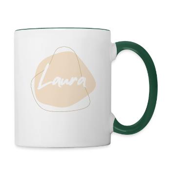LAURA Namensprint - Tasse zweifarbig - Weiß/Dunkelgrün - Rechts