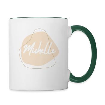 MICHELLE Namensprint - Tasse zweifarbig - Weiß/Dunkelgrün - Rechts