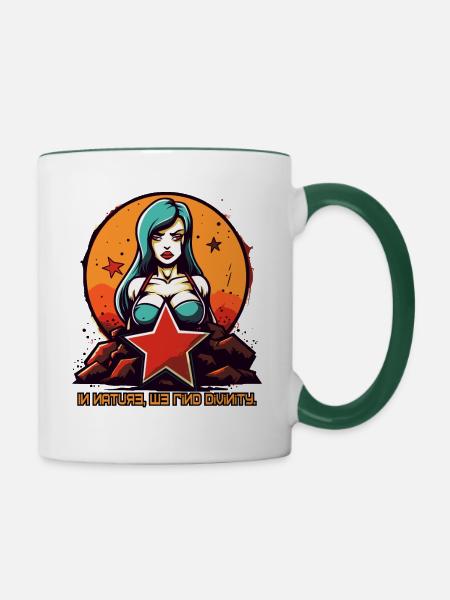 Natürliche Mutter Natur - Tasse zweifarbig - Weiß/Dunkelgrün