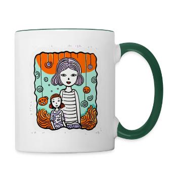 Is this art of mother and daughter? - Contrasting Mug - white/dark green - Right