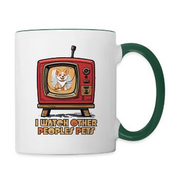 I watch other people's pets on TV - Contrasting Mug - white/dark green - Right