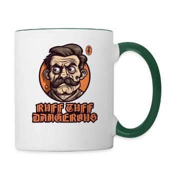 Le vieil homme est robuste, dur et dangereux - Mug contrasté - blanc/vert foncé - Droite