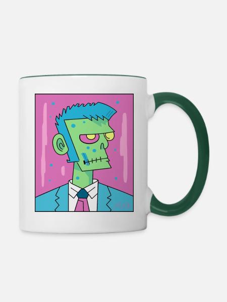 Erfolgreicher Manager Zombie - Tasse zweifarbig - Weiß/Dunkelgrün