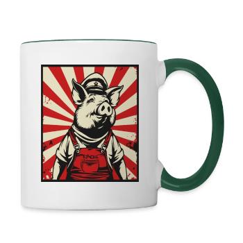 Communistes Propagande Socialistes Cochon - Mug contrasté - blanc/vert foncé - Droite