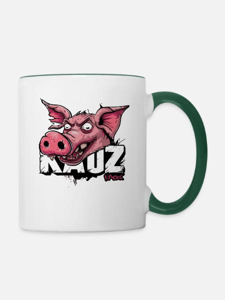 Unheimliches Schwein - Tasse zweifarbig - Weiß/Dunkelgrün