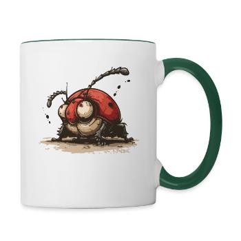 Drôle d’insecte coccinelle super spécial - Mug contrasté - blanc/vert foncé - Droite