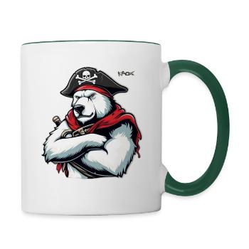 Pirate de l’ours polaire - Mug contrasté - blanc/vert foncé - Droite