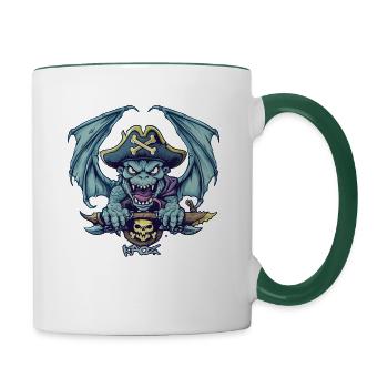 Powerful Gargoyle Monster Pirate - Contrasting Mug - white/dark green - Right