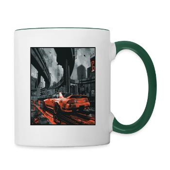 JDM Anime Japonais Super Voiture De Sport Drift Voiture - Mug contrasté - blanc/vert foncé - Droite