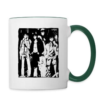 années 80 ou 90 Japonais Manga Amis - Mug contrasté - blanc/vert foncé - Droite