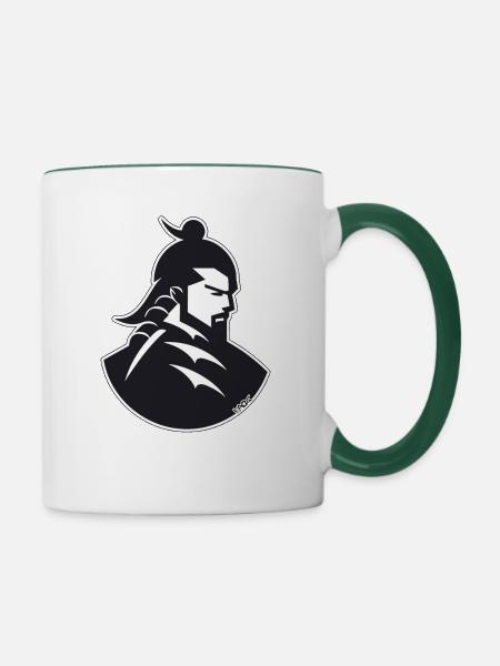 Ein Samurai im Schatten - Tasse zweifarbig - Weiß/Dunkelgrün
