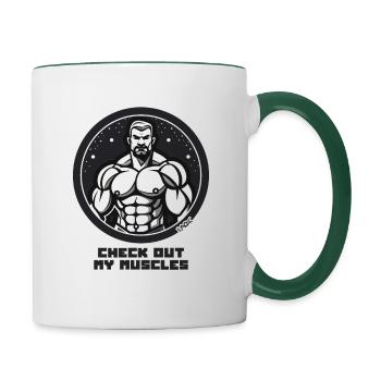 Bodybuilding Gym: Muskel-Check - Tasse zweifarbig - Weiß/Dunkelgrün - Rechts