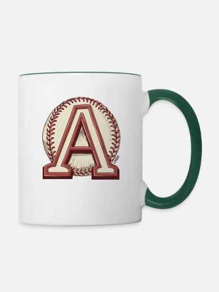 A auf einem Baseball - Tasse zweifarbig - Weiß/Dunkelgrün
