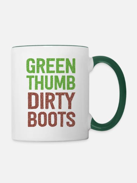 Green Thumb Dirty Boots - Tasse zweifarbig - Weiß/Dunkelgrün