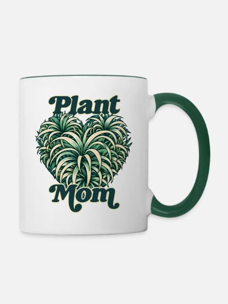 Pflanzen-Mama - Tasse zweifarbig - Weiß/Dunkelgrün
