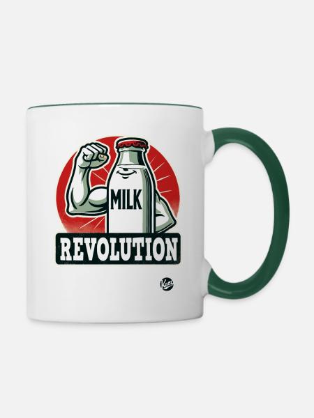 Milch-Revolution - Tasse zweifarbig - Weiß/Dunkelgrün