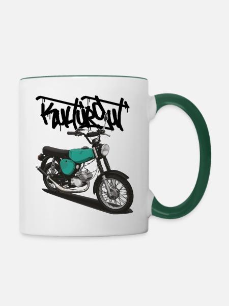 S51 (türkis) // Illustration - Tasse zweifarbig - Weiß/Dunkelgrün