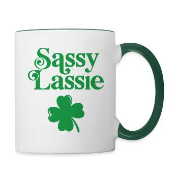 Sassy Lassie - Contrasting Mug - white/dark green - Right