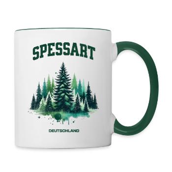 Spessart Germany Shirt Forest Nature Hiking - Contrasting Mug - white/dark green - Right